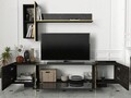 Set mobilier living, Talon, Veyron Set 1, PAL, Negru/Auriu