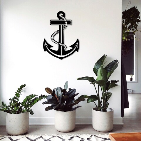 Decoratiune de perete, Anchor 3, Metal, Dimensiune: 48 x 60 cm, Negru