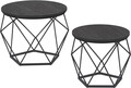 Set 2 masute de cafea Modern, Vasagle, blat detasabil, 60x45 cm, max 30 kg, otel/PAL, gri/negru