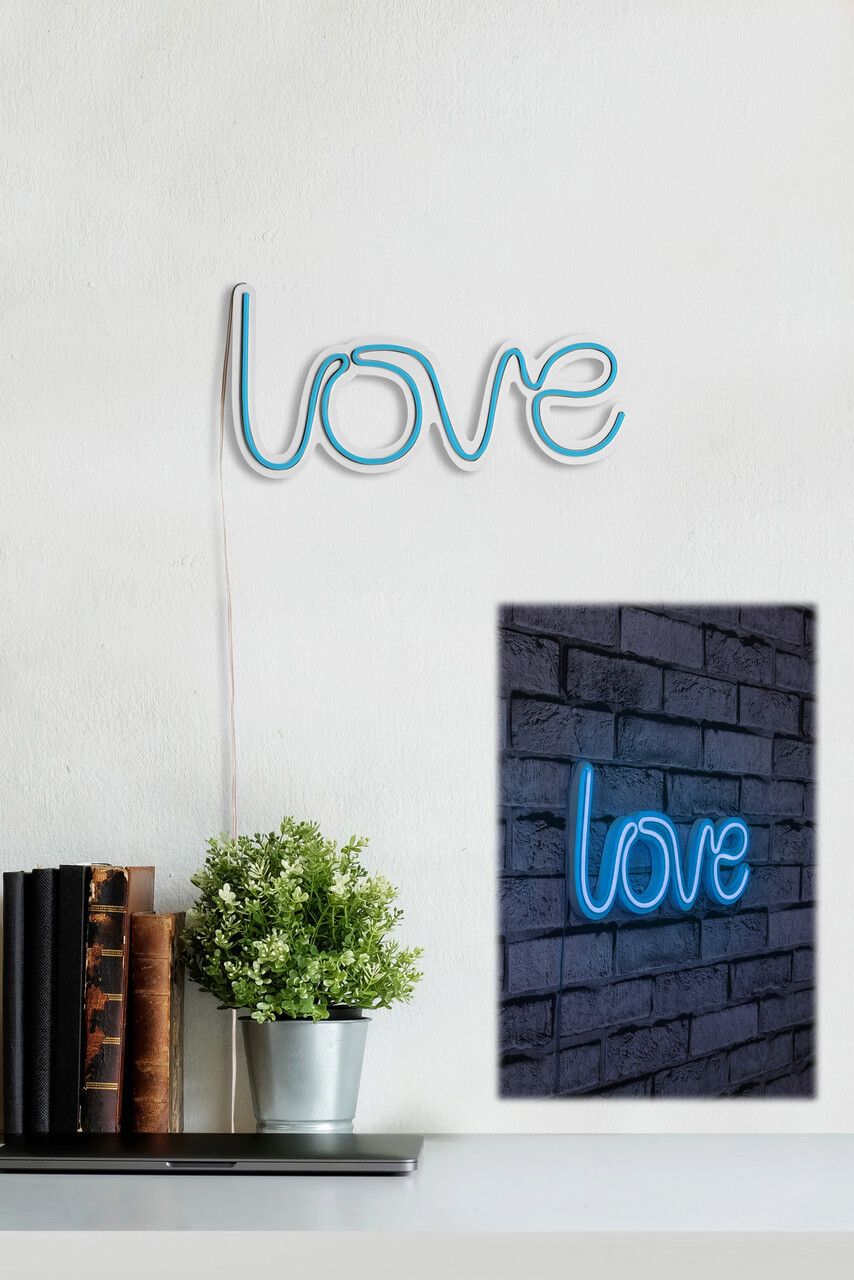 Decoratiune luminoasa LED, Love, Benzi flexibile de neon, DC 12 V, Albastru - 1 | YEO