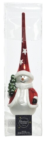 Varf pentru brad Snowman, Decoris, 8x28 cm, sticla, multicolor