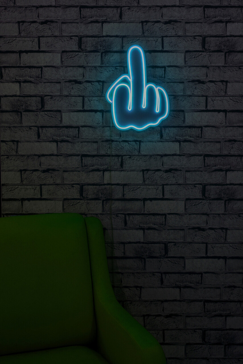 Decoratiune luminoasa LED, Middle Finger, Benzi flexibile de neon, DC 12 V, Albastru - 1 | YEO