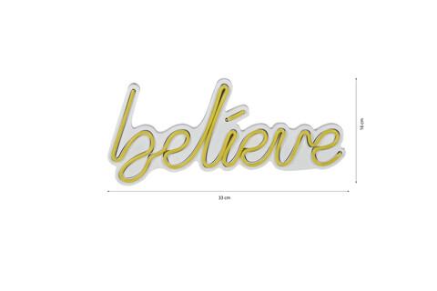 Decoratiune luminoasa LED, Believe, Benzi flexibile de neon, DC 12 V, Galben