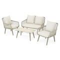 Set mobilier pentru gradina/terasa, 4 piese, Rennes, aluminiu/textilina/poliester, gri