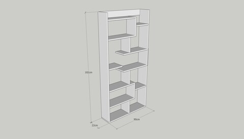 Biblioteca Kuttap, Kalune Design, 90x22x182 cm, alb