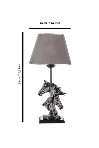 Lampa de masa, FullHouse, 390FLH1929, Baza din lemn, Argintiu / Antracit