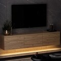 Comoda TV, Inarch, Neon Illuminated, 160 x 35 x 32 cm, pal melaminat, maro