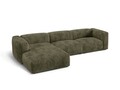 Coltar modular stanga 3 locuri, Martina-212, Micadoni Home, 332x176x75 cm, velur, verde muschi