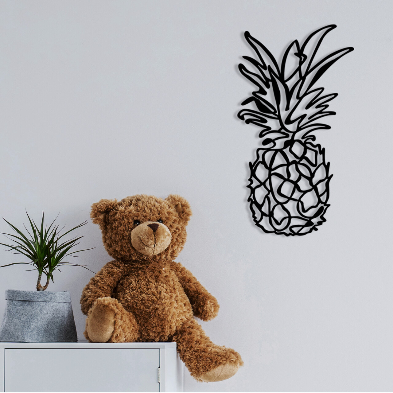 Decoratiune de perete, Ananas - M120, metal, 33 x 60 cm, negru - 2 | YEO