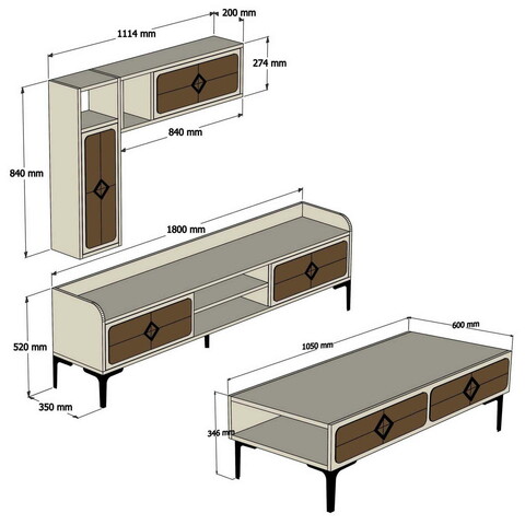 Set mobilier living, Hommy Craft, Samba, Nuc / Albastru