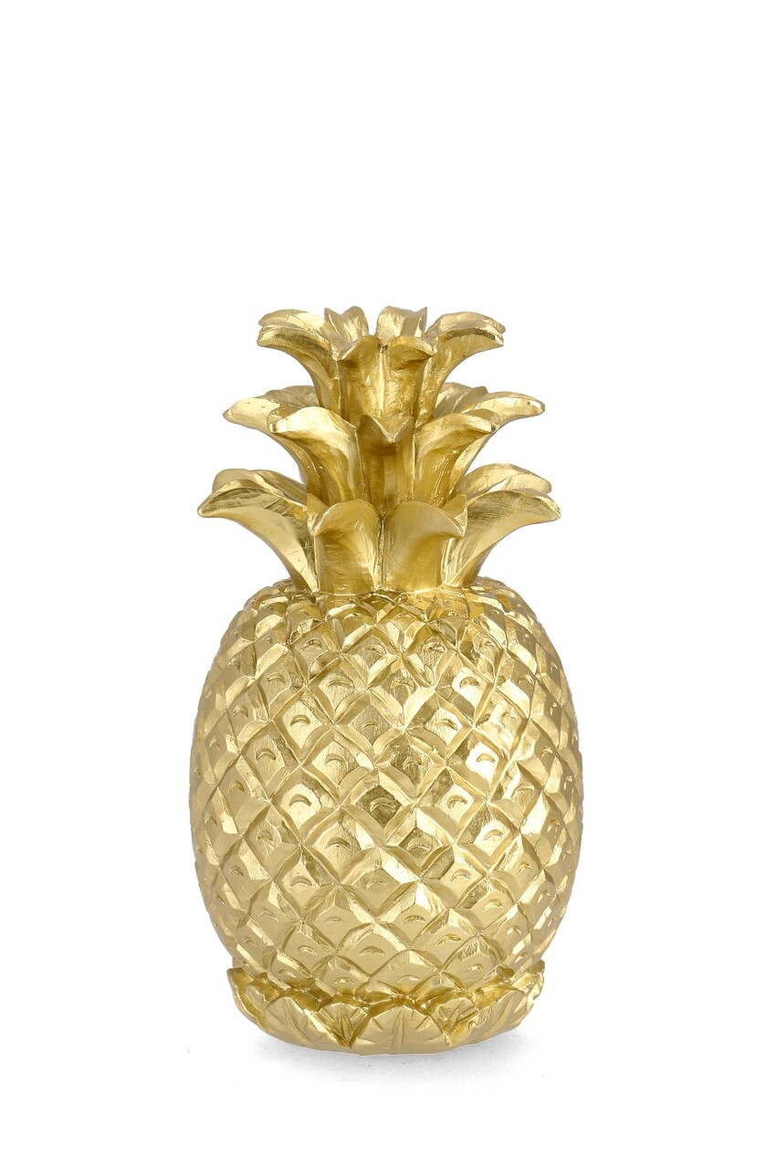 Decoratiune Surabaya Ananas, Bizzotto, Ø 17 x 30 cm, polirasina, auriu