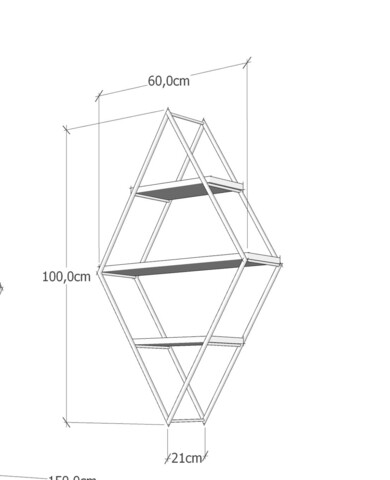 Raft pentru perete Prizma, Kalune Design, 60x21x100 cm, aluna/negru