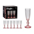 Set 6 pahare de sampanie Points, Vivalto, 180 ml, sticla, roz