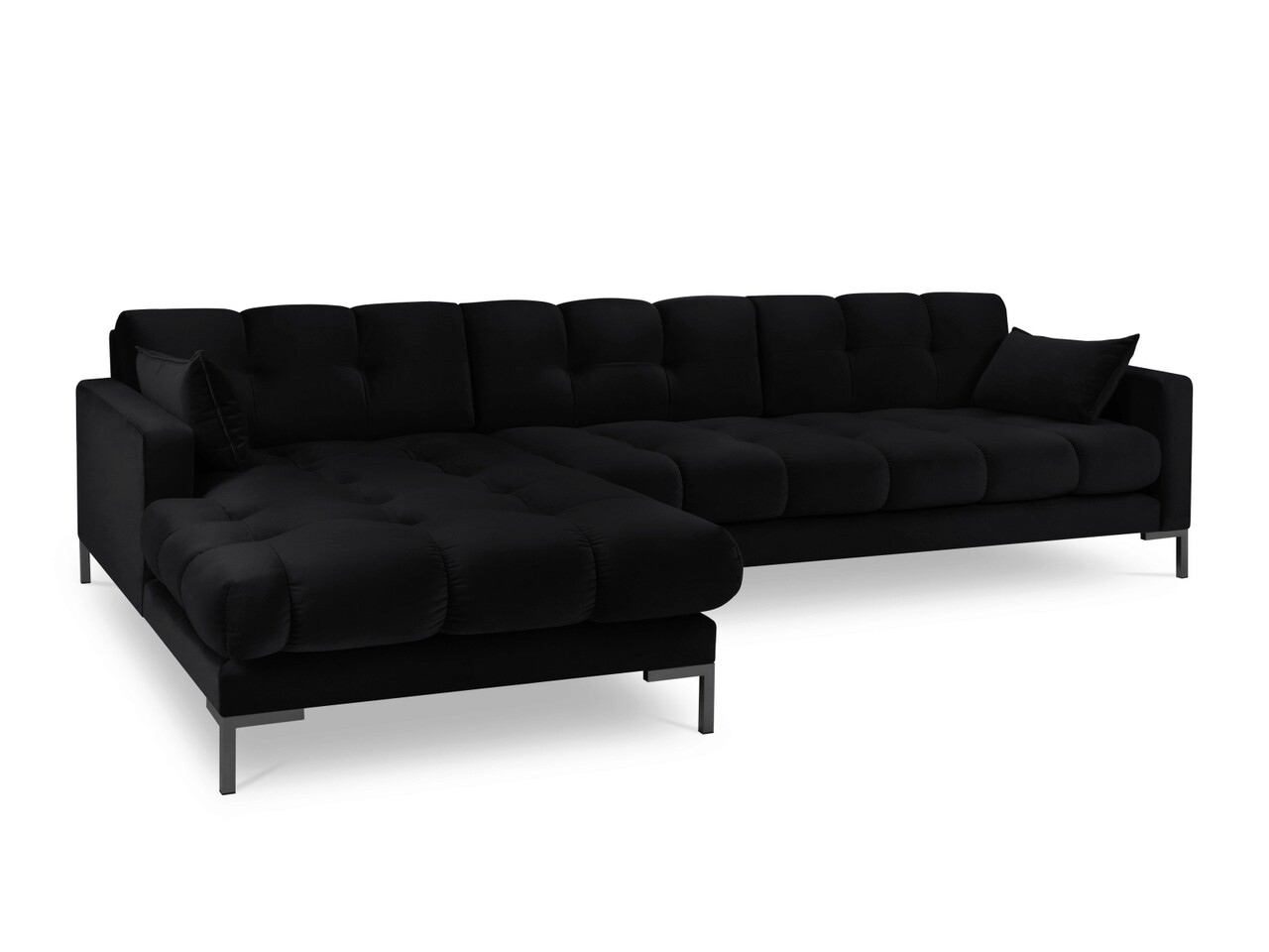 Coltar stanga 5 locuri, Mamaia, Micadoni Home, BL, 293x185x75 cm, catifea, negru