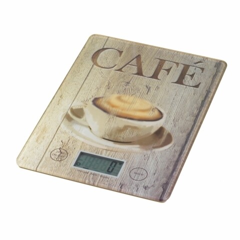 Cantar digital de bucatarie Cafe Wenko, 14 x 19.5 x 1.2 cm, sticla termorezistenta, bej