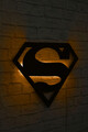 Decoratiune luminoasa LED, Superman, MDF, 60 LED-uri, Galben