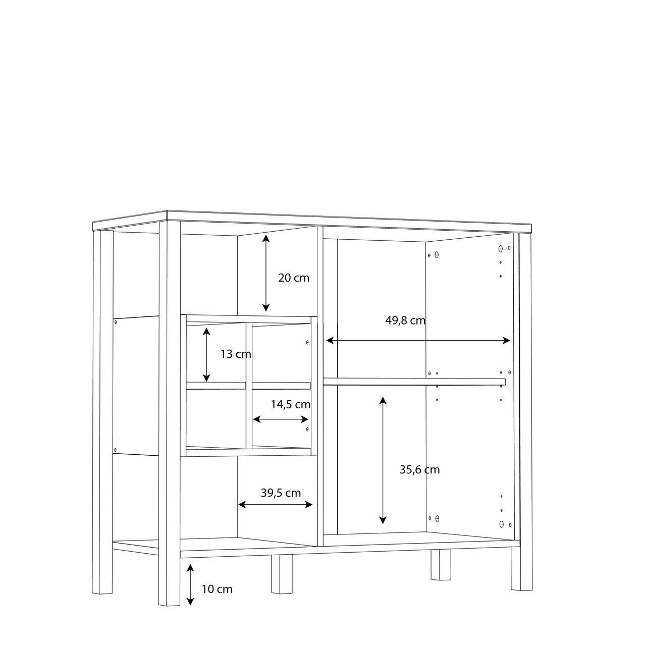 Comoda Heusden, Bedora, 93.3x40.2x85.1 cm, PAL/metal, stejar/negru