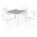 Set mobilier gradina/terasa Encore/Golf, 5 piese, 90x90x74 cm/62x56x84.5 cm, aluminiu, alb/gri