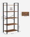 Corp biblioteca, Vasagle, 66 x 30 x 153 cm, PAL/otel, maro rustic