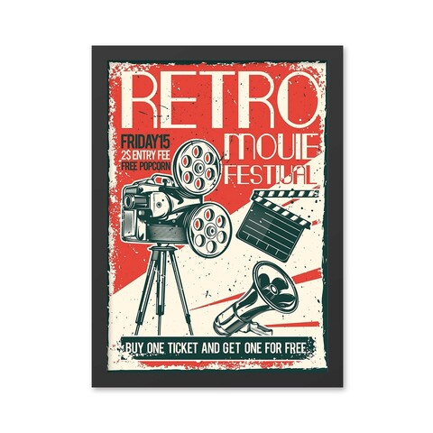 Tablou decorativ, Retro Movie (55 x 75), MDF , Polistiren, Multicolor