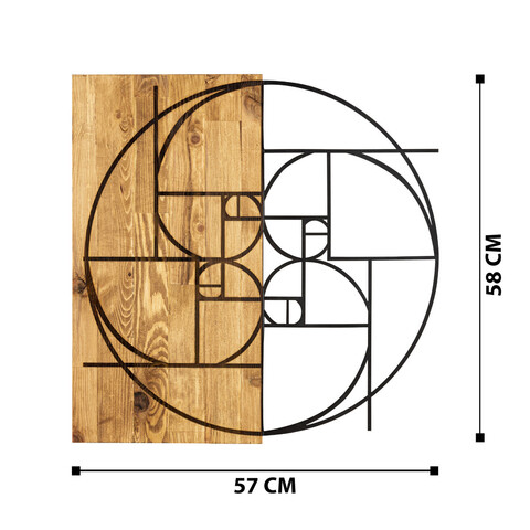 Decoratiune de perete, Golden, Metal, Dimensiune: 60 x 60 cm, Nuc negru