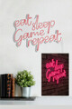 Decoratiune luminoasa LED, eat sleep game repeat, Benzi flexibile de neon, DC 12 V, Roz