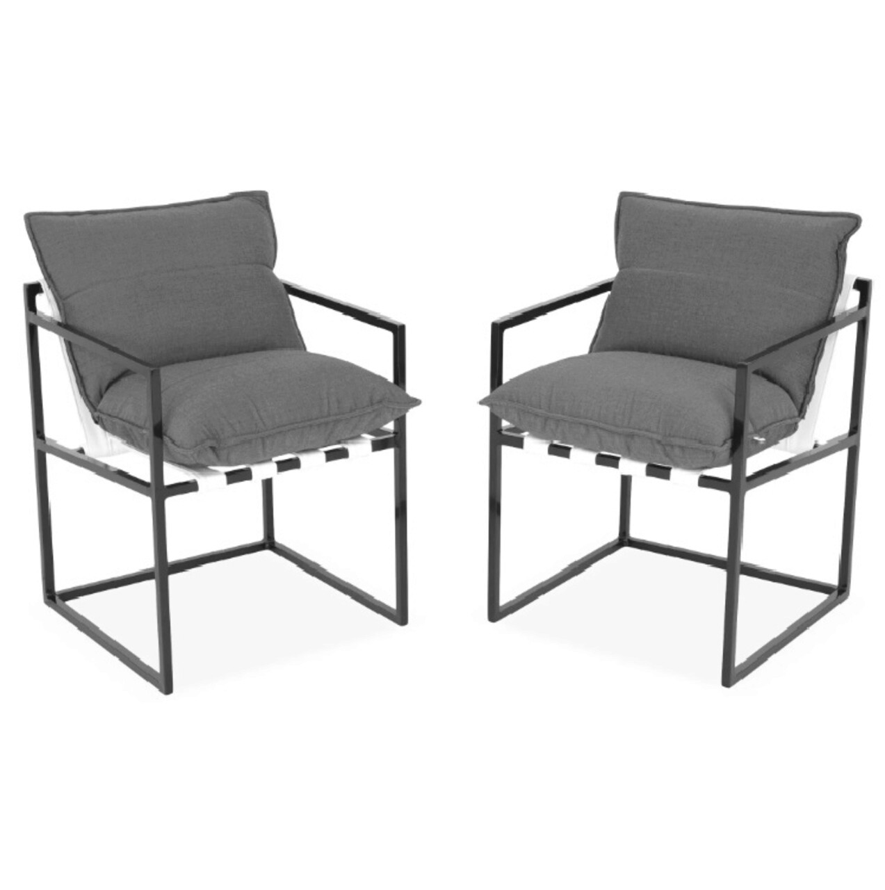 Set 2 scaune pentru tesara/gradina Reef, 56x56x70 cm, aluminiu, negru/gri