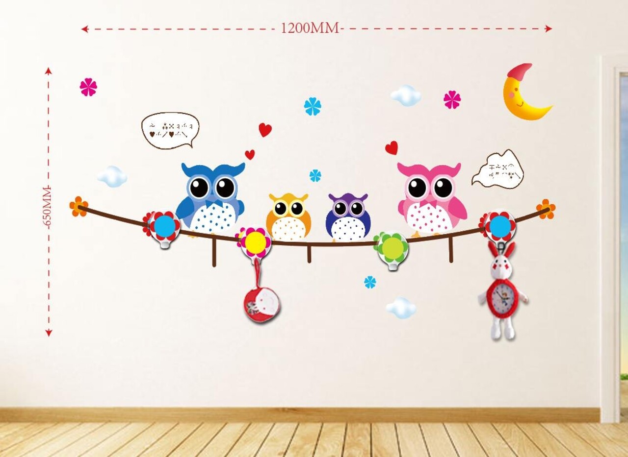 Cuier cu sticker decorativ Owl, Mauro Ferretti, 120x65 cm, plastic