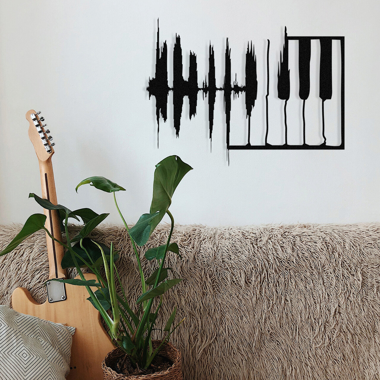 Decoratiune de perete, My Music v2, metal, 70 x 53 cm, negru - 1 | YEO