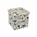 Taburet pliabil cu spatiu de depozitare Navy, Heinner Home, 38 x 38 x 38 cm, PVC, multicolor