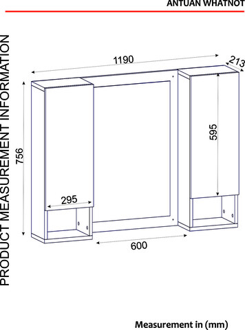 Dulap de baie, Furny Home, Antuan, 119x75.6x21.3 cm, Alb