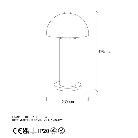 Lampa de masa, Mixed - 11503, Fulgor, 26 x 49 cm, 1 x E14, 40W, negru