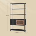 Biblioteca Columbian, Vasagle, 100x35x180 cm, MDF/PAL, negru