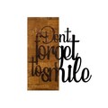 Decoratiune de perete, Dont Forget To Smile , 50% lemn/50% metal, Dimensiune: 47 x 58 cm, Nuc / Negru