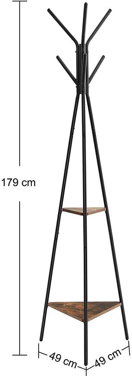 Cuier Rack Stand, Vasagle, 49 X 49 X 179 Cm, Otel/MDF, Negru
