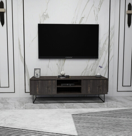 Comoda TV, Kalune Design, Escape 140, 140x50x40cm, Maro inchis / Negru