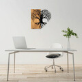 Decoratiune de perete, Love Tree, 50% lemn/50% metal, Dimensiune: 60 x 58 cm, Nuc / Negru