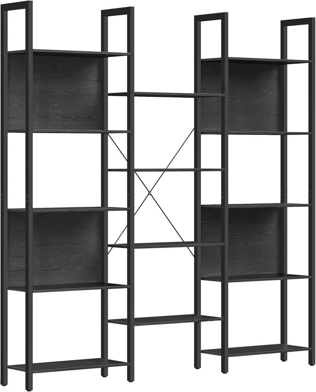 Biblioteca Ebony, Vasagle, 158x24x166 cm, PAL/otel, max 140 kg, negru - 1 | YEO