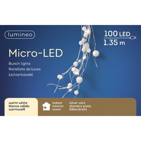 Instalatie Micro LED Bunch, Lumineo, 135 cm, 100 LED-uri, lumina calda