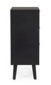 Comoda Josine, Bizzotto, 45 x 30 x 73 cm, MDF/ratan/lemn de pin, negru