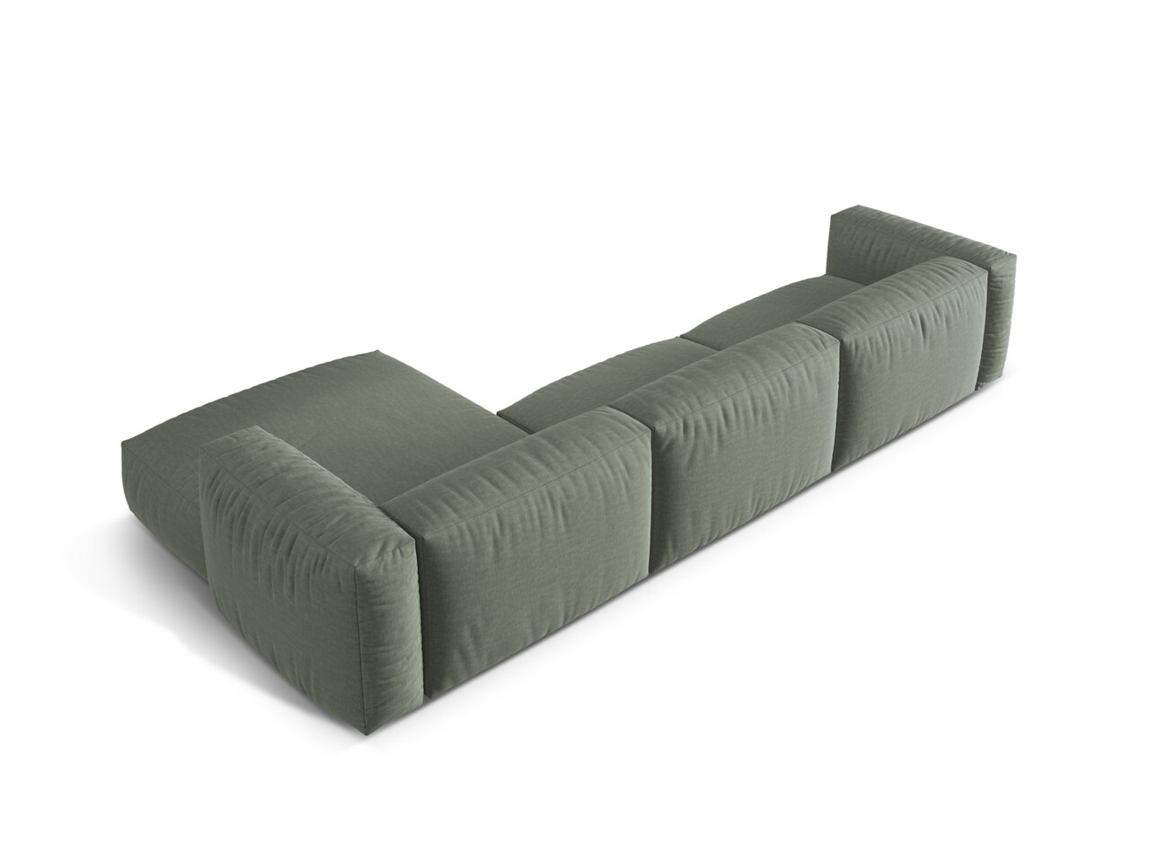 Coltar modular dreapta 3 locuri, Martina-169, Micadoni Home, 332x176x75 cm, tesatura structurata catifelata, verde muschi - 1 | YEO