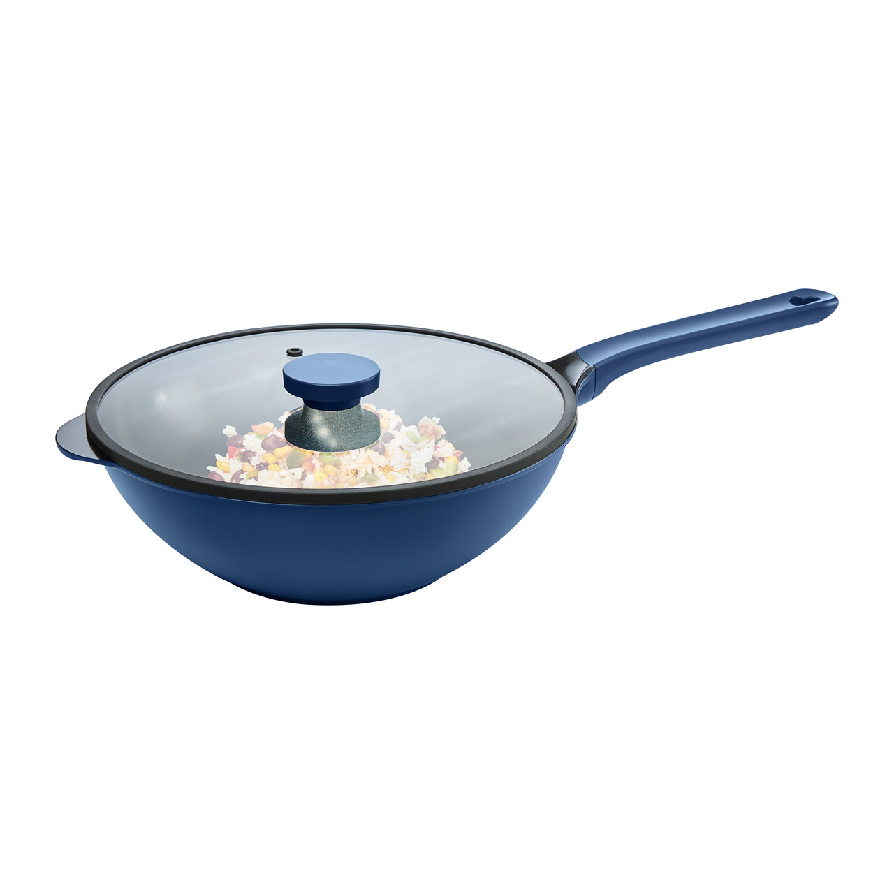 Tigaie Wok cu capac Cobalt, Ambition, 30 cm, aluminiu, bleumarin - 2 | YEO