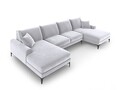 Coltar panoramic, Madara, Mazzini Sofas, 6 locuri, 334x182x90 cm, catifea, argintiu