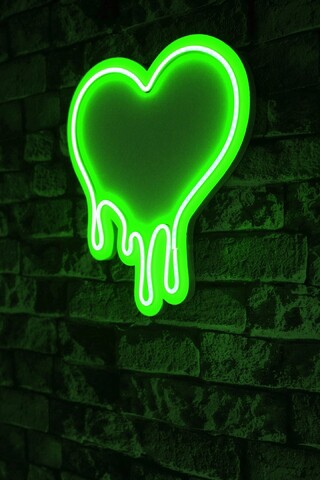 Decoratiune luminoasa LED, Melting Heart,  Benzi flexibile de neon, DC 12 V, Verde