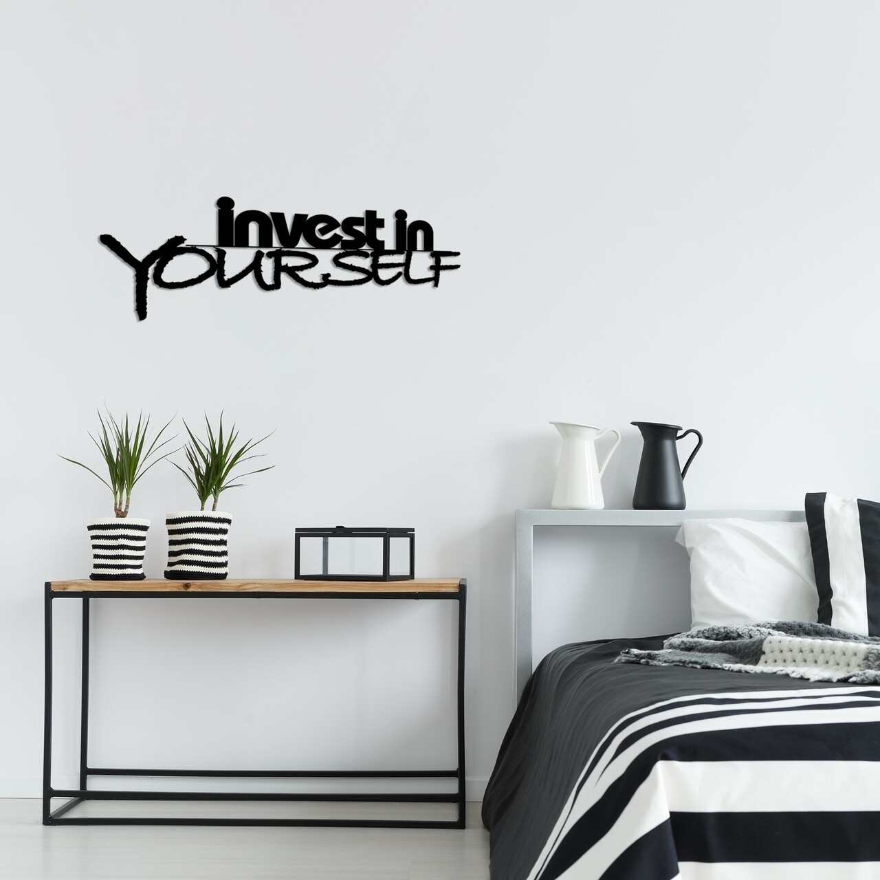 Decoratiune de perete, Invest In Yourself, Tanelorn, 75x28 cm, metal - 2 | YEO