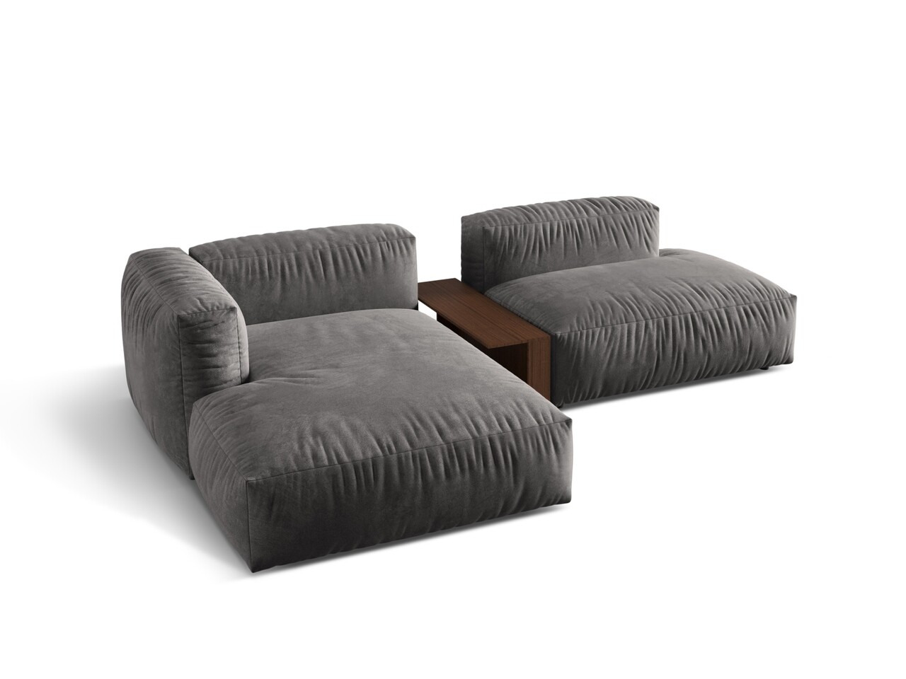 Coltar modular stanga 2 locuri, Martina-120, Micadoni Home, 285x176x75 cm, catifea, gri - 1 | YEO