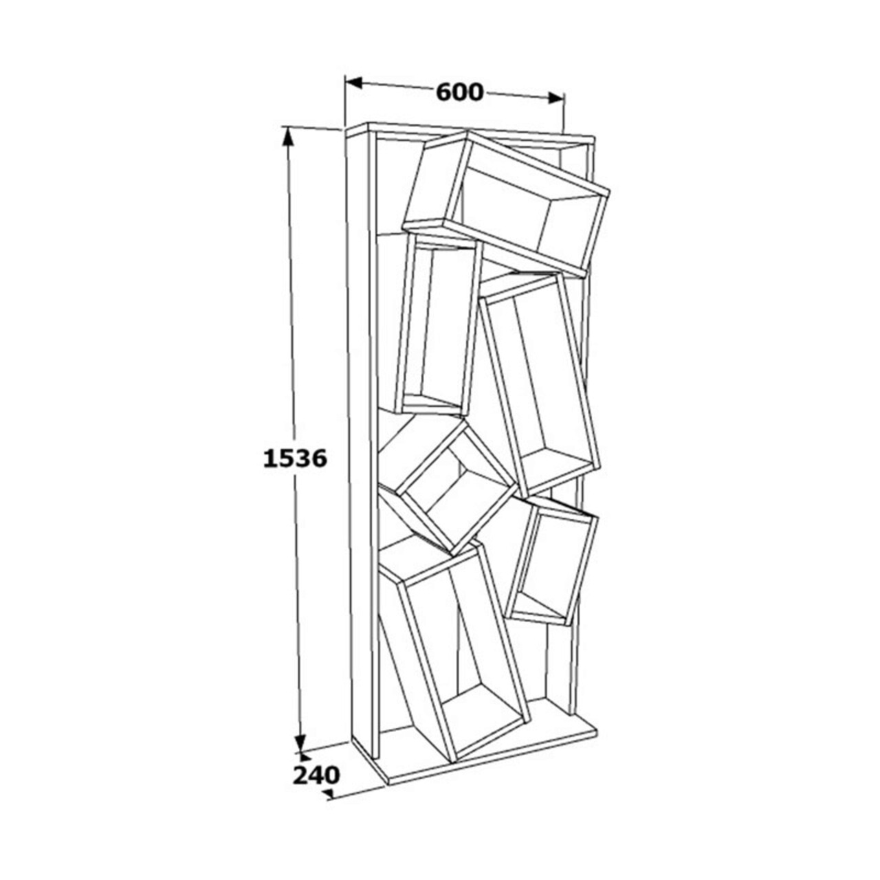 Corp biblioteca Jamey, Pakoworld, 60x24x153.6 cm, PAL melaminat, alb/natural