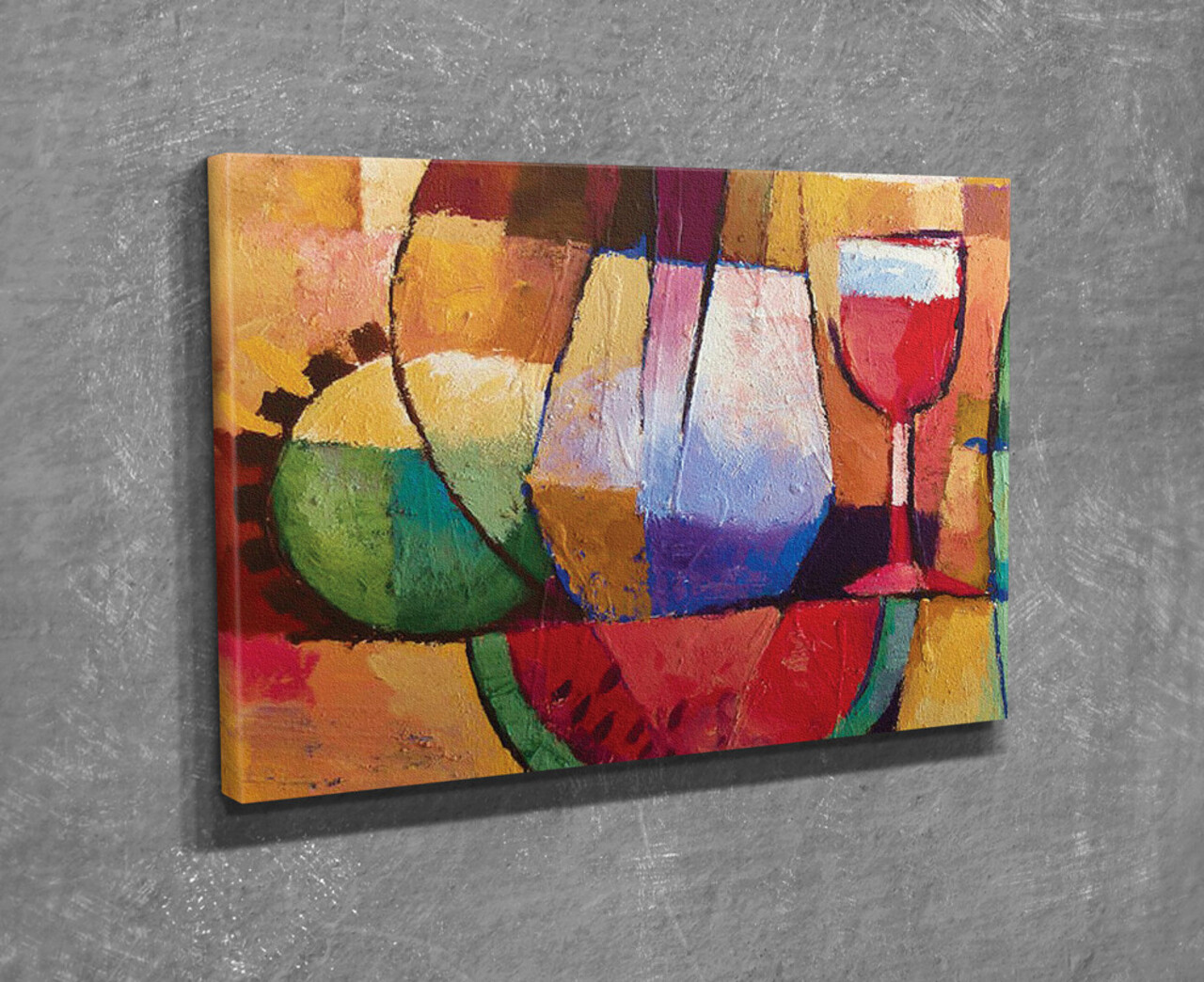 Tablou decorativ, DC345, Canvas, Lemn, Multicolor