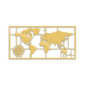 Decoratiune de perete, World Map Metal Decor 7, Metal, Dimensiune: 121 x 60 cm, Auriu