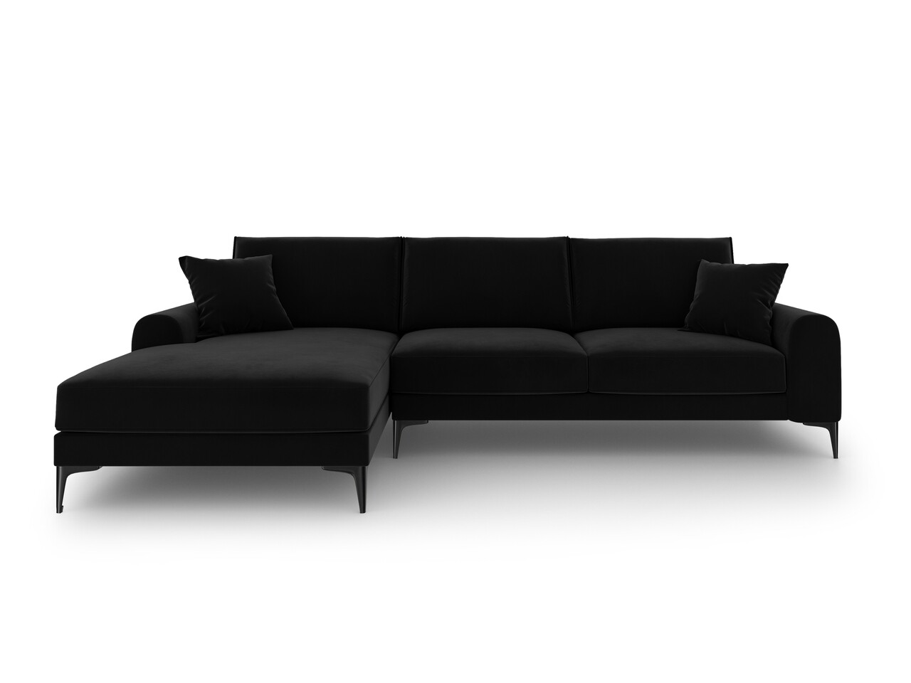 Coltar stanga, Madara, Mazzini Sofas, 5 locuri, 254x182x90 cm, catifea, negru - 1 | YEO